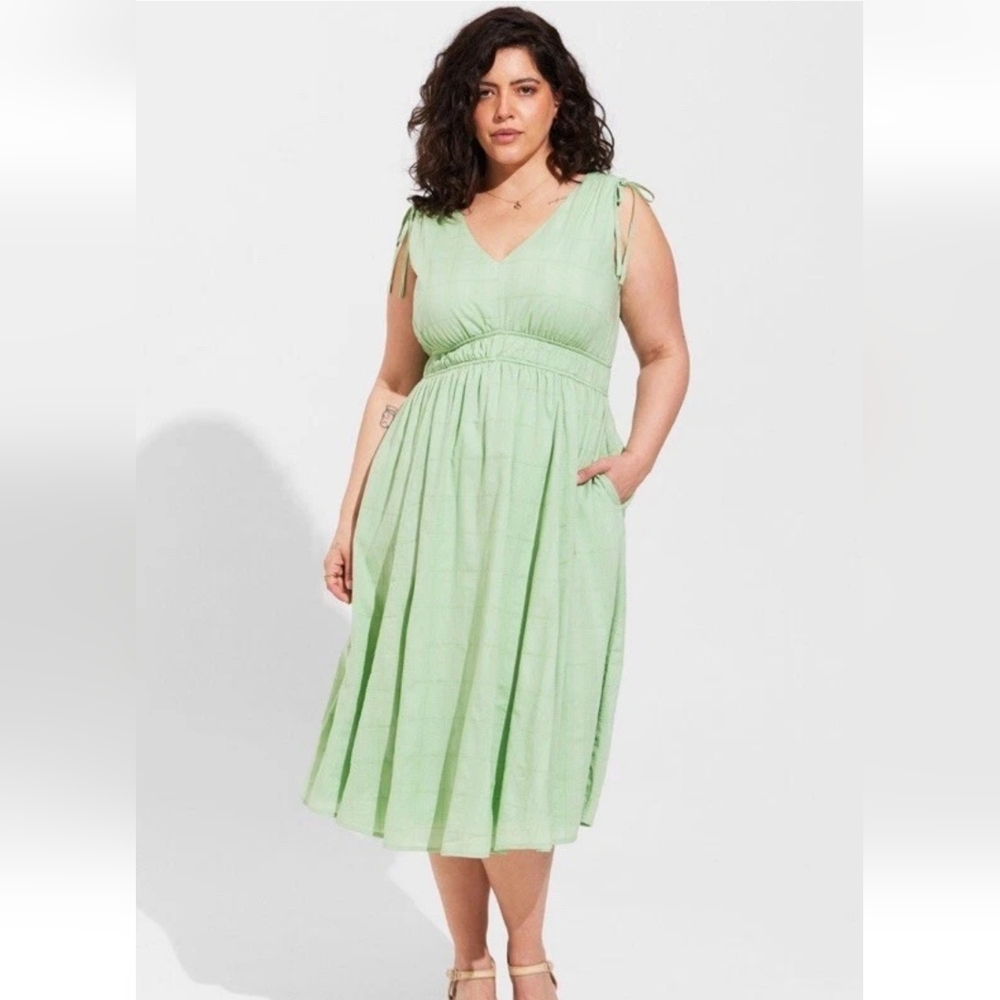TORRID Midi Voile Tie Sleeve Dress sz 1